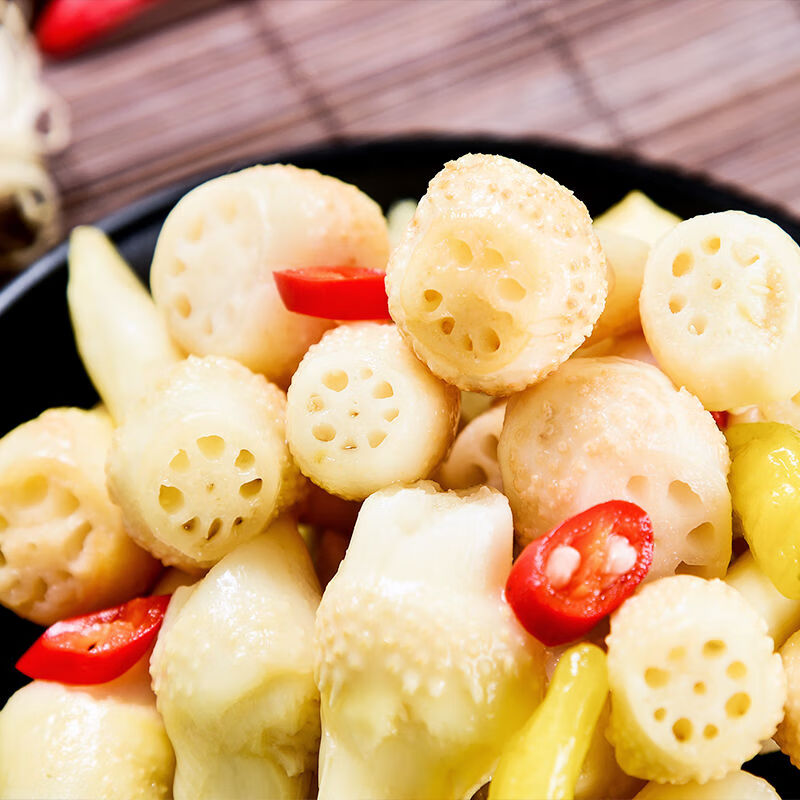 6袋装起酸辣泡藕簪洪湖泡椒藕簪头藕尖藕芽带泡菜400g湖北特产400g20