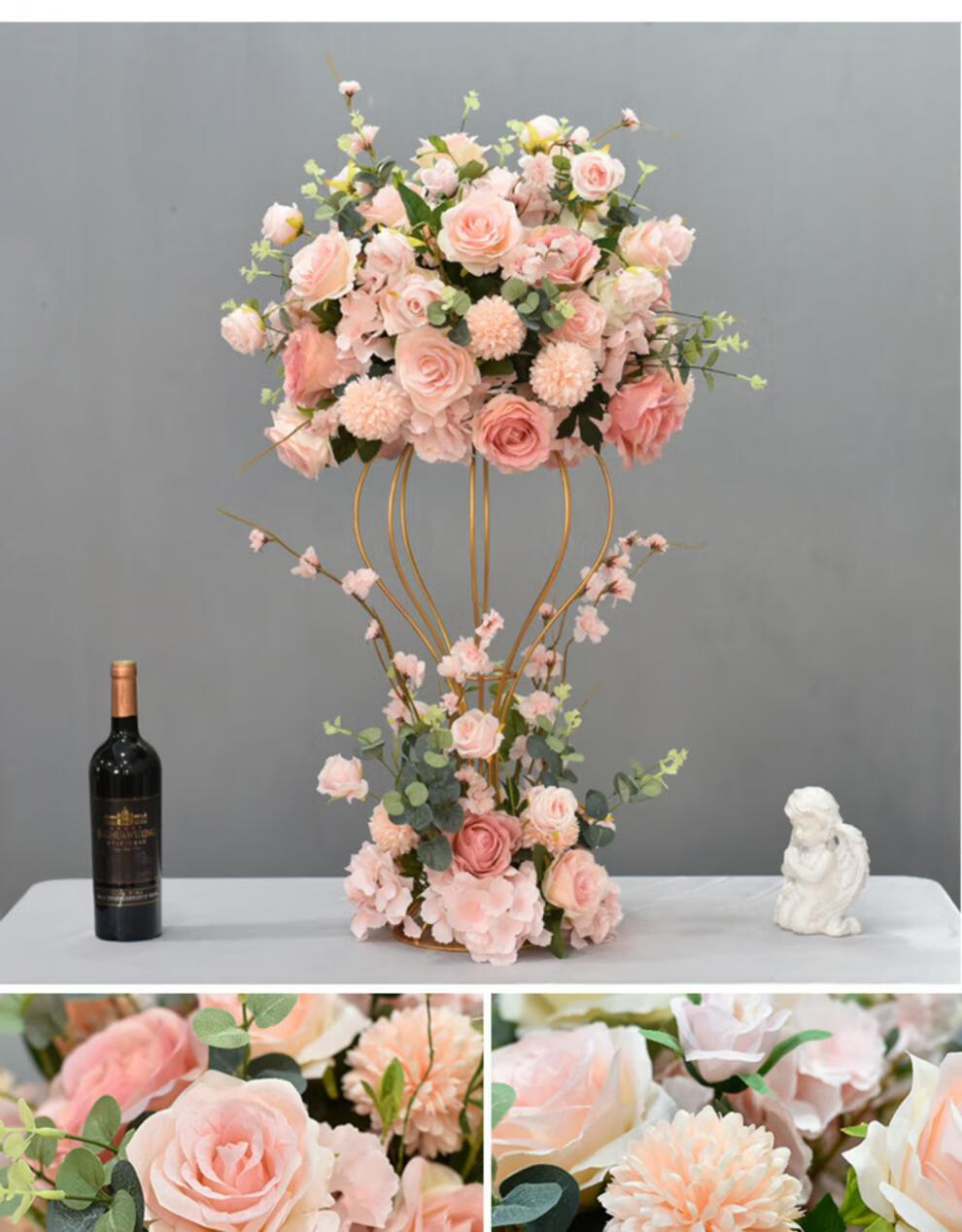 齐飞扬婚庆道具铁艺地球主桌花仿真花艺酒店婚礼堂宴会桌面装饰布置