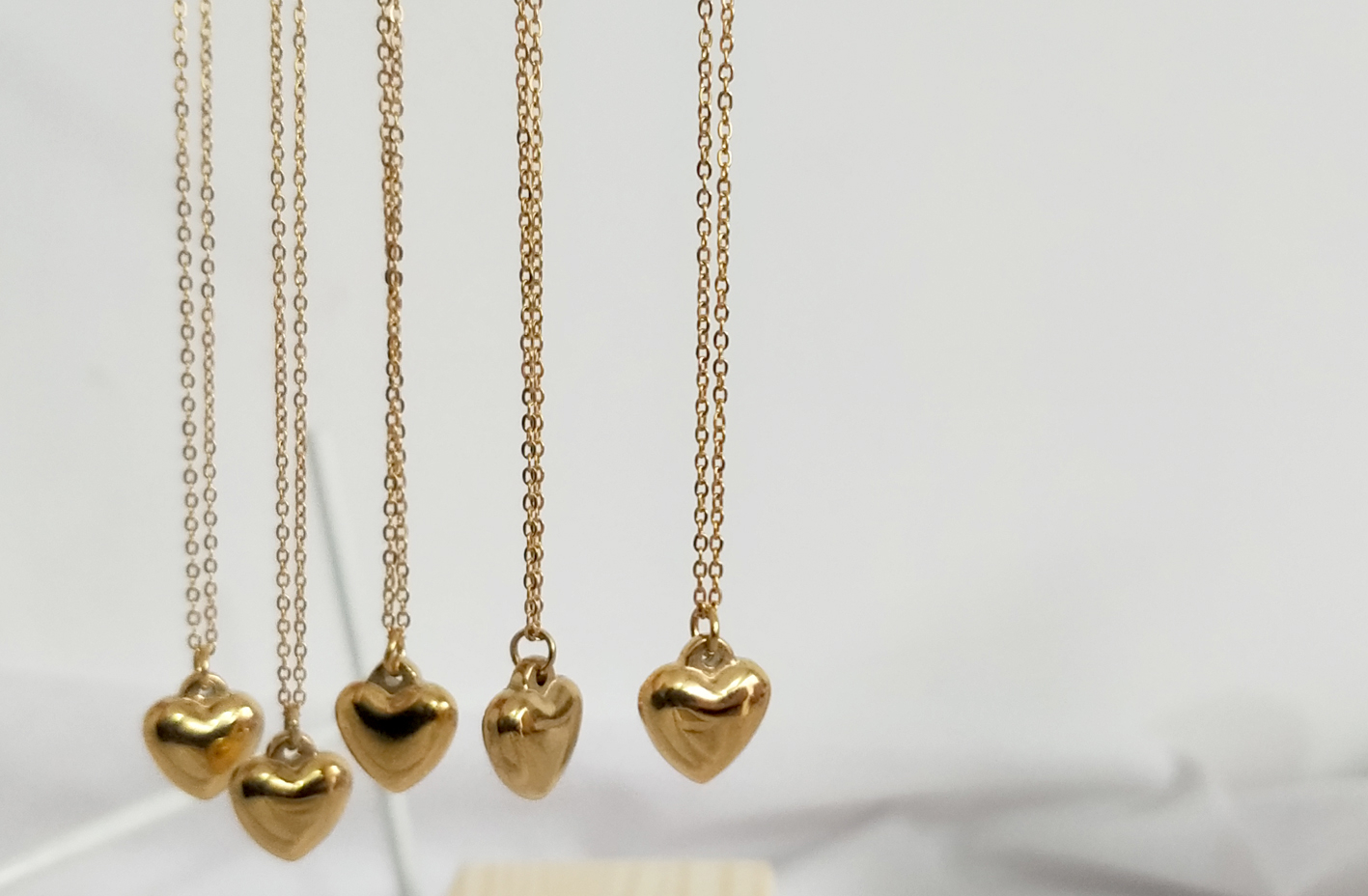 兰际lanji轻奢品牌不怕水手工定制爱心包金实心吊坠项链情人节生日