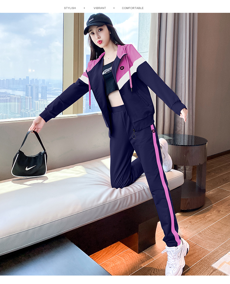 婳玮 卫衣女休闲运动服套装女春秋2021新款时尚洋气连帽宽松显瘦卫衣