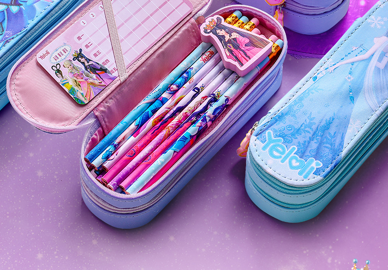 叶罗丽双层笔袋大容量文具盒多功能少女心幼儿园可爱女孩男孩子小学生