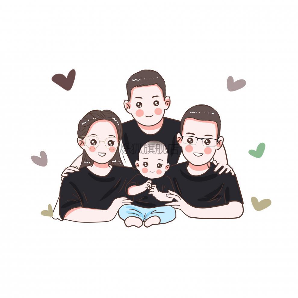 微信头像定制q版手绘设计真人情侣卡通宝宝头像logo微信家福婚礼定制