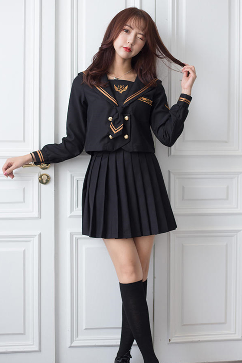 exemaba 原创jk制服裙正版暗黑系学院水手服小学生显瘦萝莉百褶裙套装