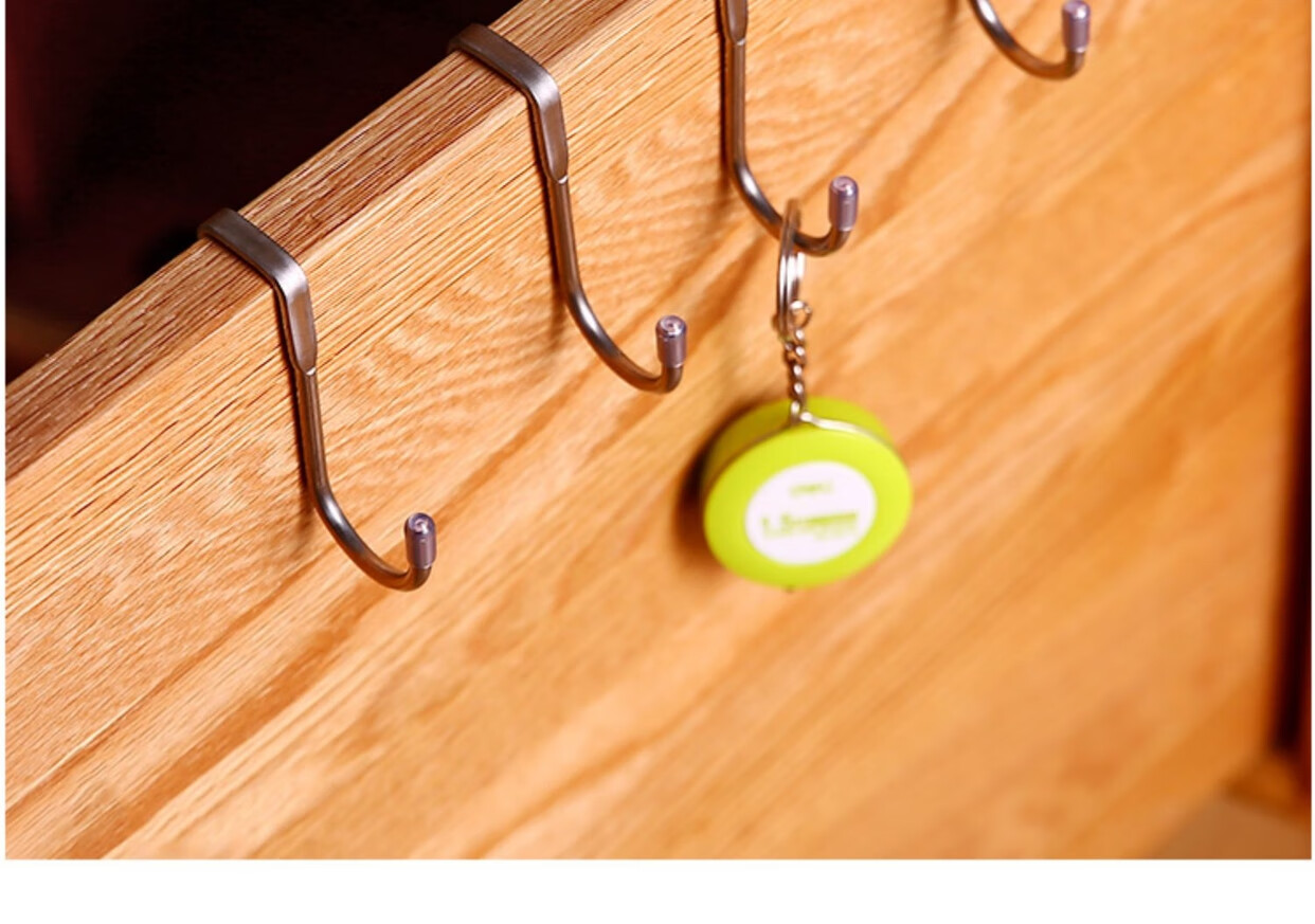 不锈钢门后挂钩挂衣钩免打孔厨房家用钩子门上挂钩架衣架s型挂钩1个装