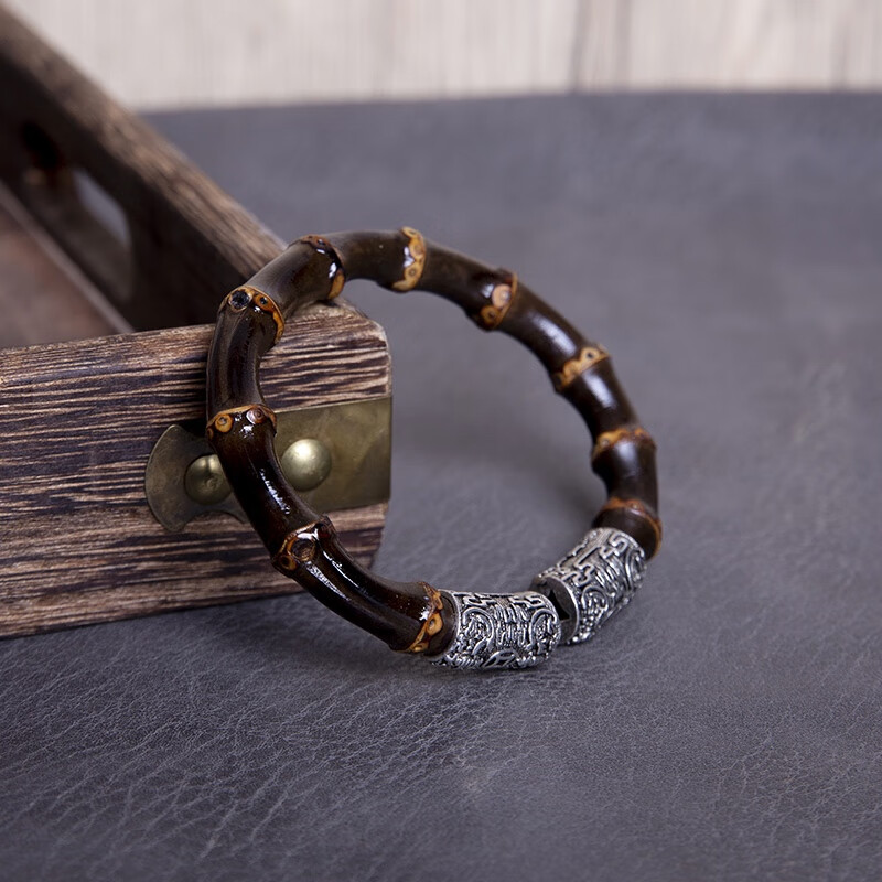 紫竹藤手镯 银饰款紫竹手镯天然野生竹根手镯西藏鸡血藤热门藤镯 下单