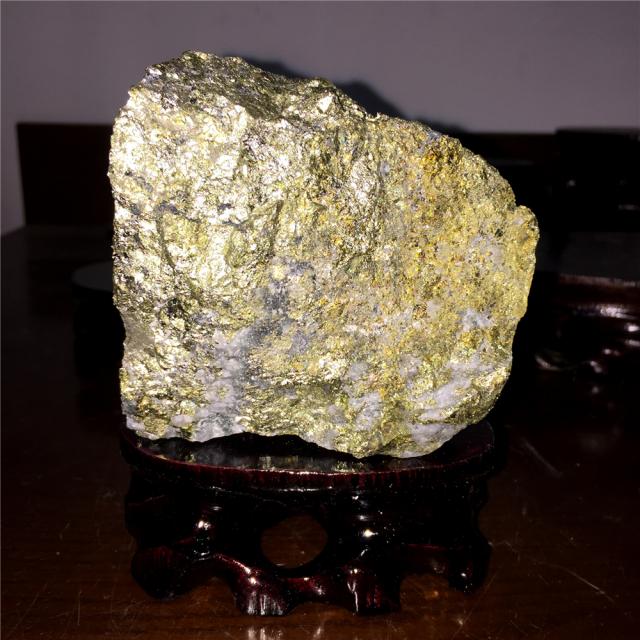 款天然黄金矿石奇石观赏石头风水原石办公室客厅鱼缸摆件【图片 价格