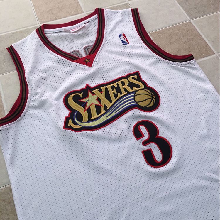 腾讯体育nba全明星76人队艾弗森3号球衣黑金纪念版复古刺绣十周年