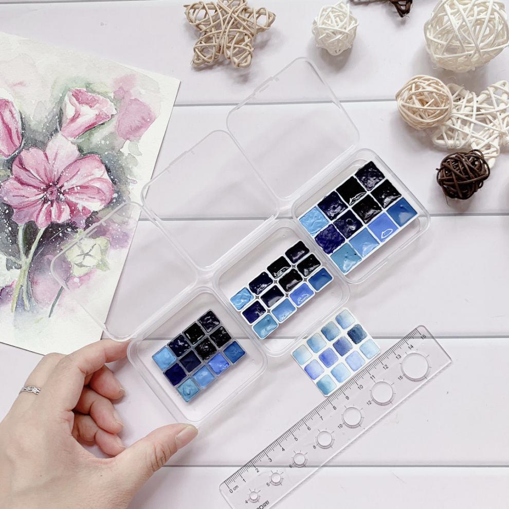 水彩分装盒马卡龙糖果色基础色12色分装颜料格子初学推荐12色03ml二盒