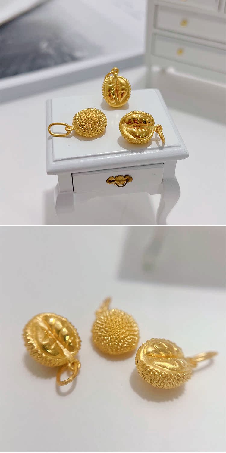 老凤凰黄金榴莲吊坠足金999金榴莲坠子榴莲黄金吊坠水果情侣项链送