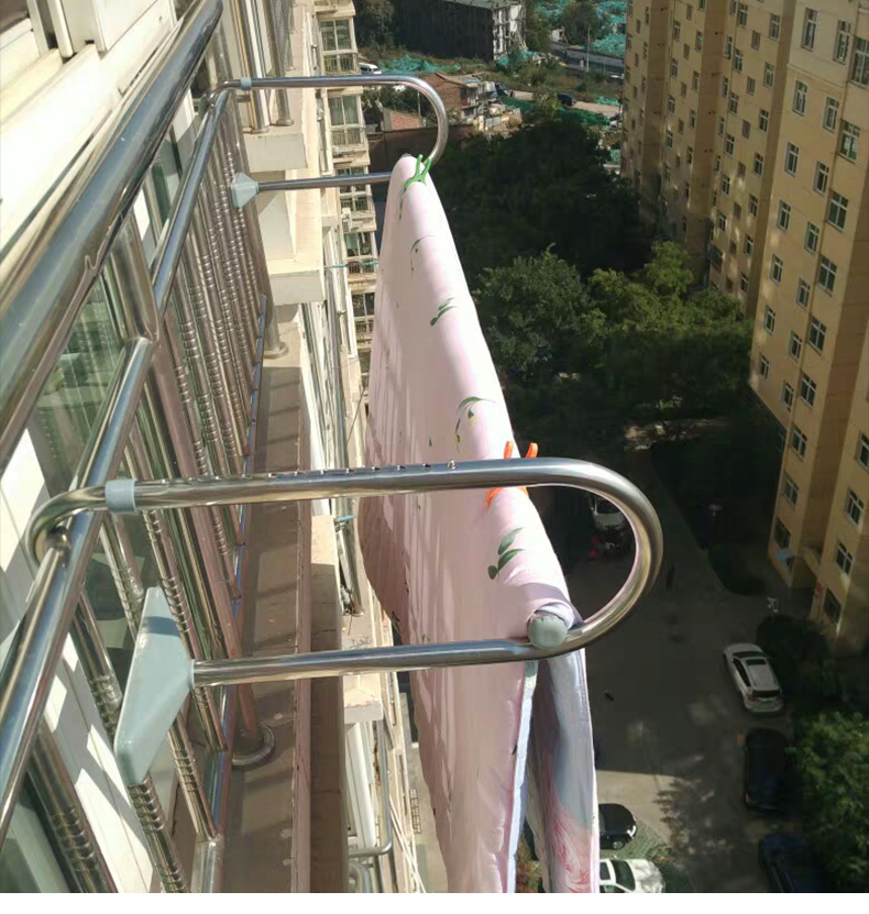 窗户外置免打孔防盗窗晾衣架晒被子神器伸缩杆挂户栏杆阳台家用 横杆