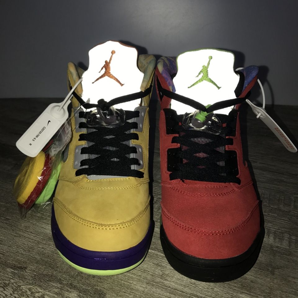 aj5红黄鸳鸯 头层皮翻毛皮内置气垫刷胶 情侣篮球鞋文化鞋 45【图片