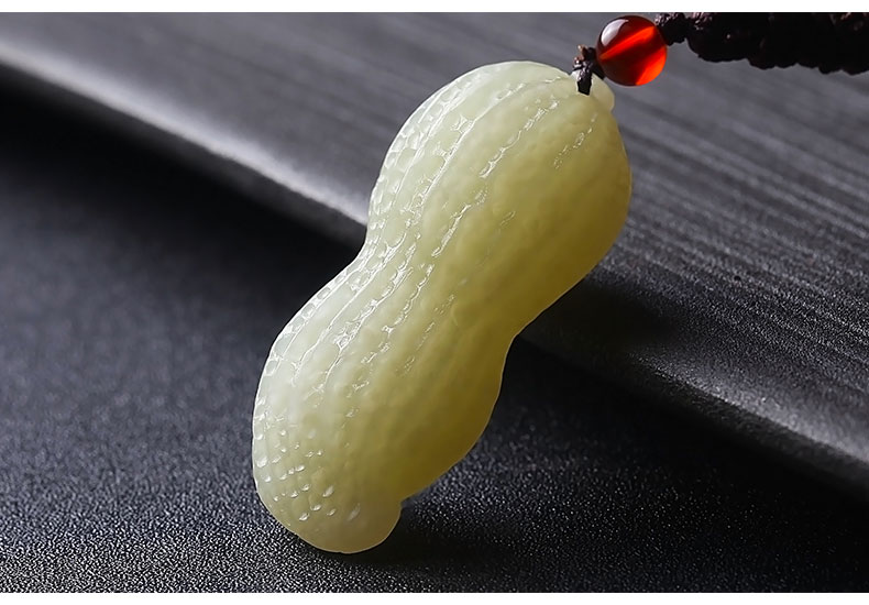 万境和田玉黄口料花生吊坠男女款玉石玉坠玉佩带证吉祥如意七夕情人节