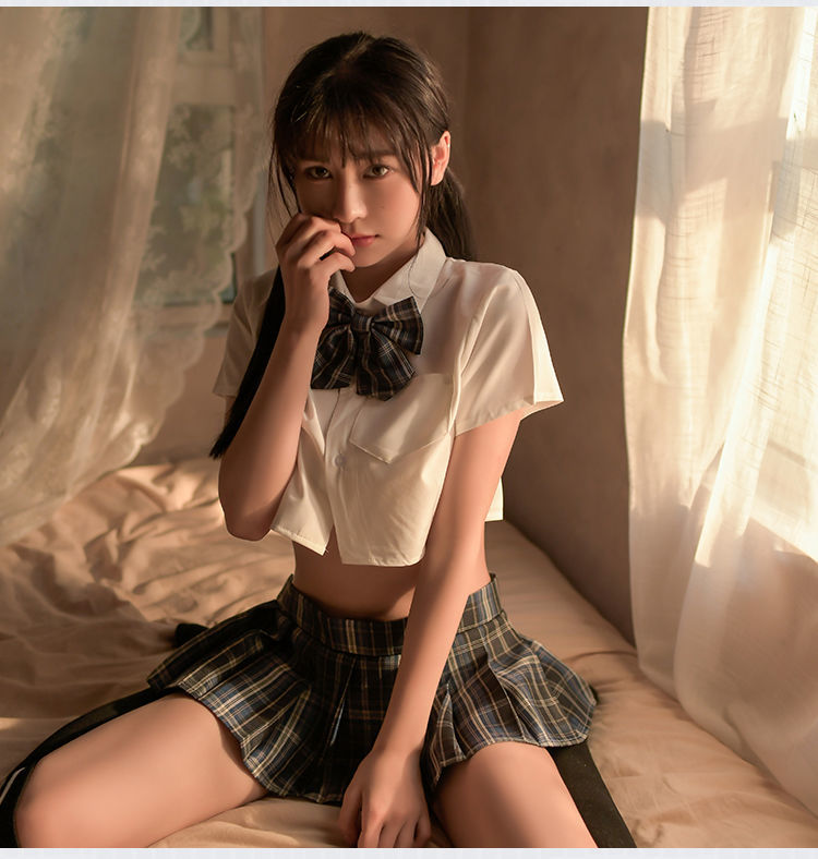 超短裙无安全包臂裙女性感学生套装jk免脱百褶短裙极度 灰色 (上衣