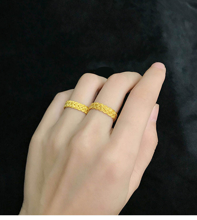 传承古法黄金戒指足金999手工花丝麻花戒燕京八绝非遗指环男女款 18号