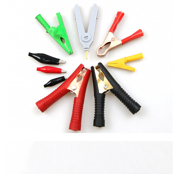 鳄鱼夹子护套夹小电瓶电线电源夹接搭电测试夹大号中号小号纯铜鳄鱼夹