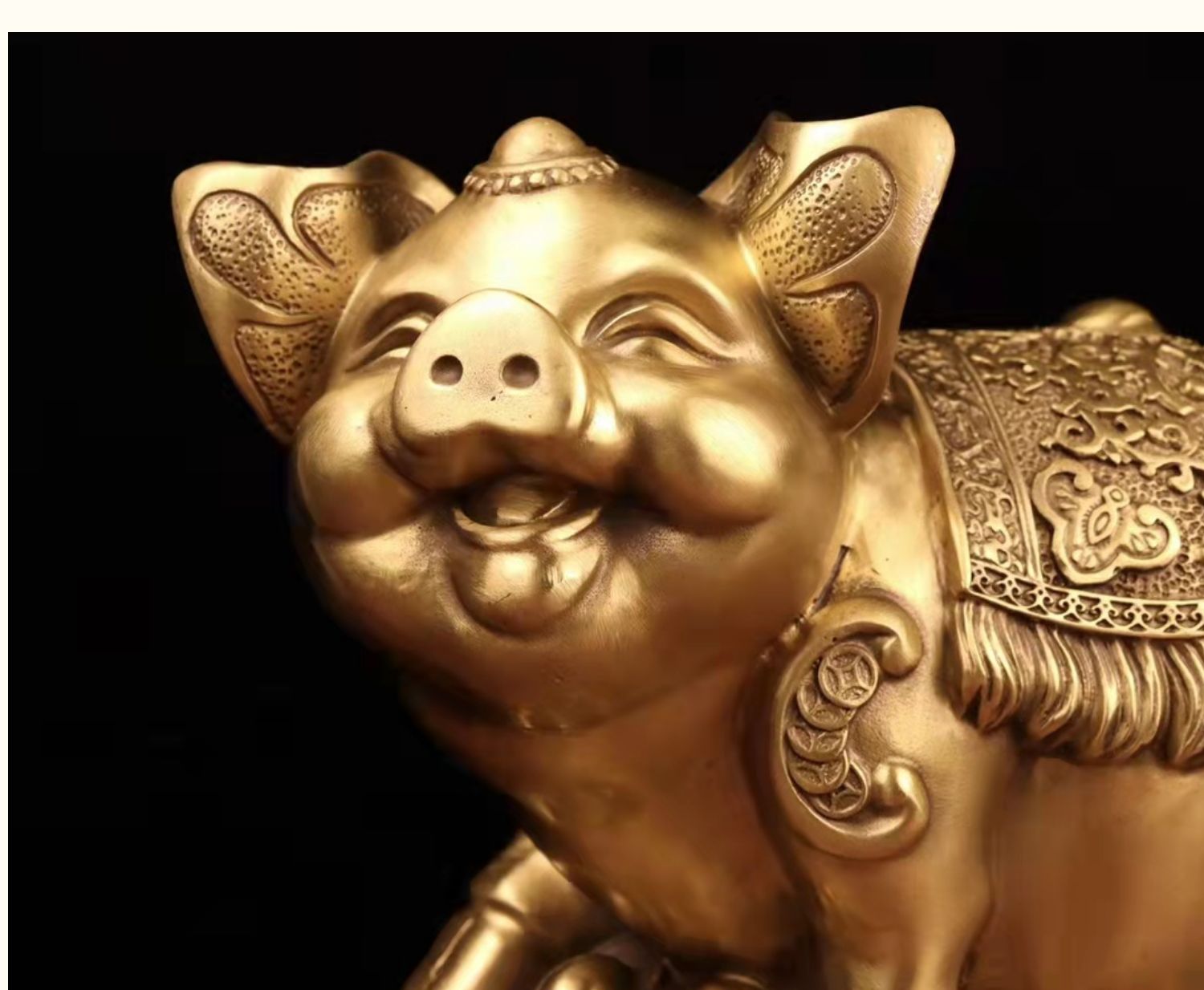 铜猪摆件富足旺财存钱猪金钱元宝猪装饰金猪福袋猪办公工艺礼品 聚宝