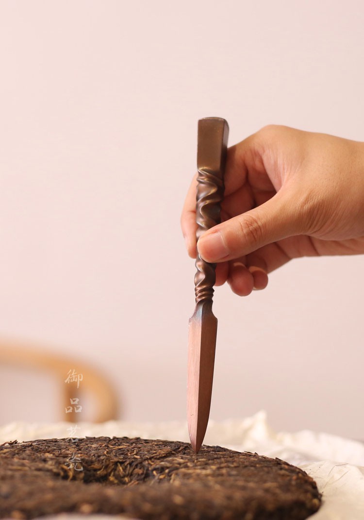 大马士革茶刀普洱茶刀龙泉纯手工不锈钢茶针茶刀黑茶剪茶刀撬茶刀