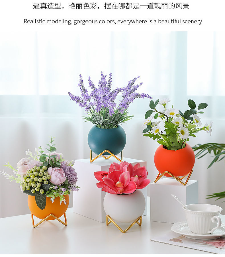北欧创意仿真花绿植物盆栽假花仿真花花卉盆栽花瓶装饰客厅室内桌面