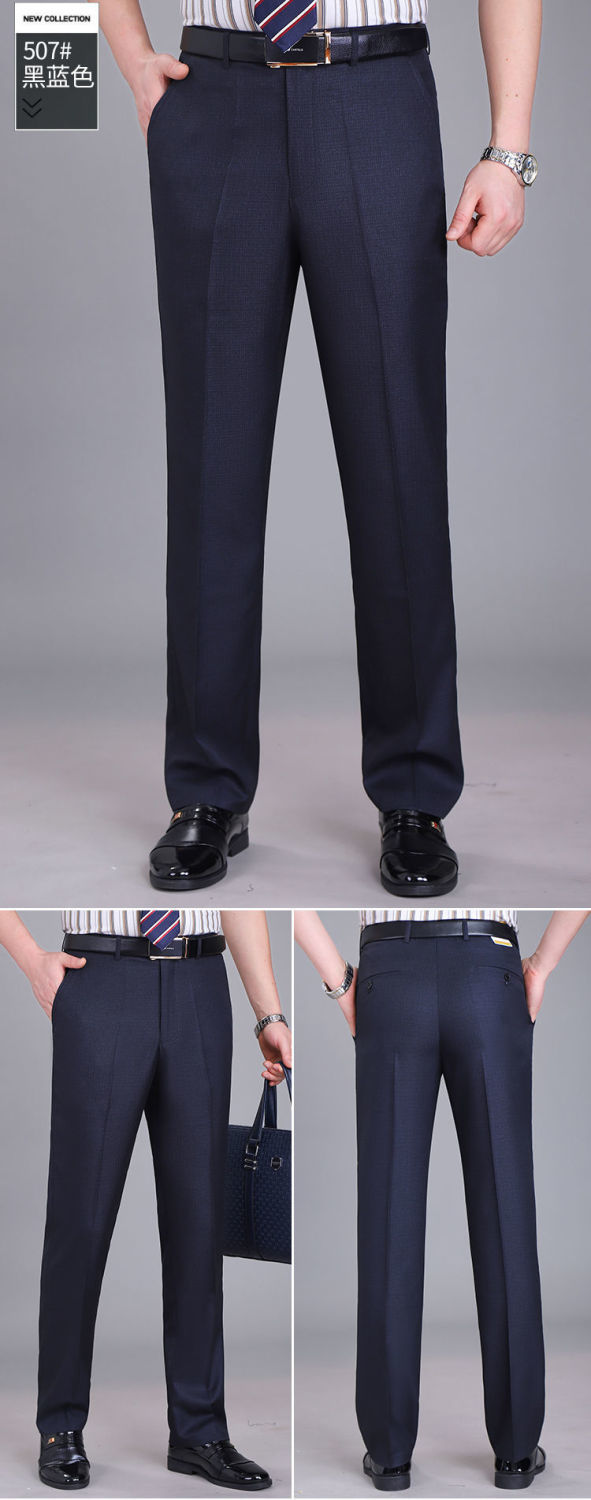 香港老爷车高档男士夏季薄款桑蚕丝西裤中老年宽松免烫抗皱超垂长裤子