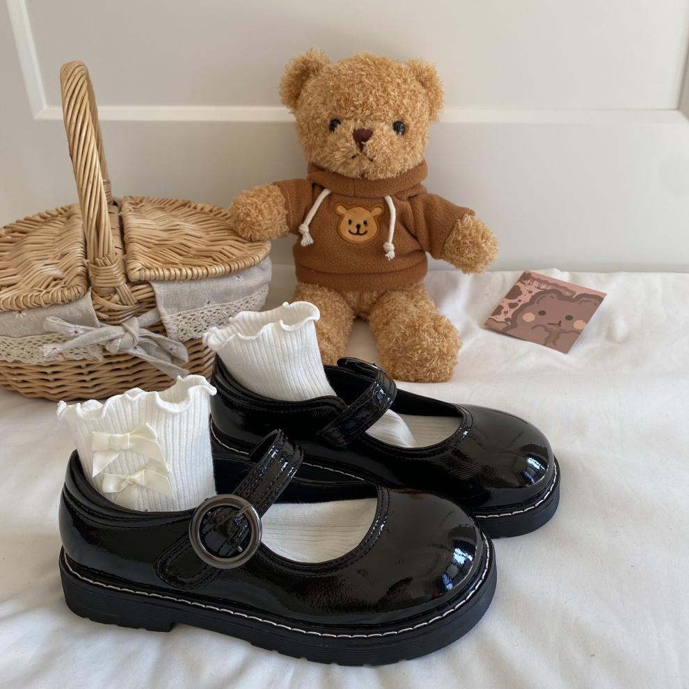 可爱风jk小皮鞋女学生百搭配裙子复古英伦鞋制服春季单鞋子 黑色 哑光