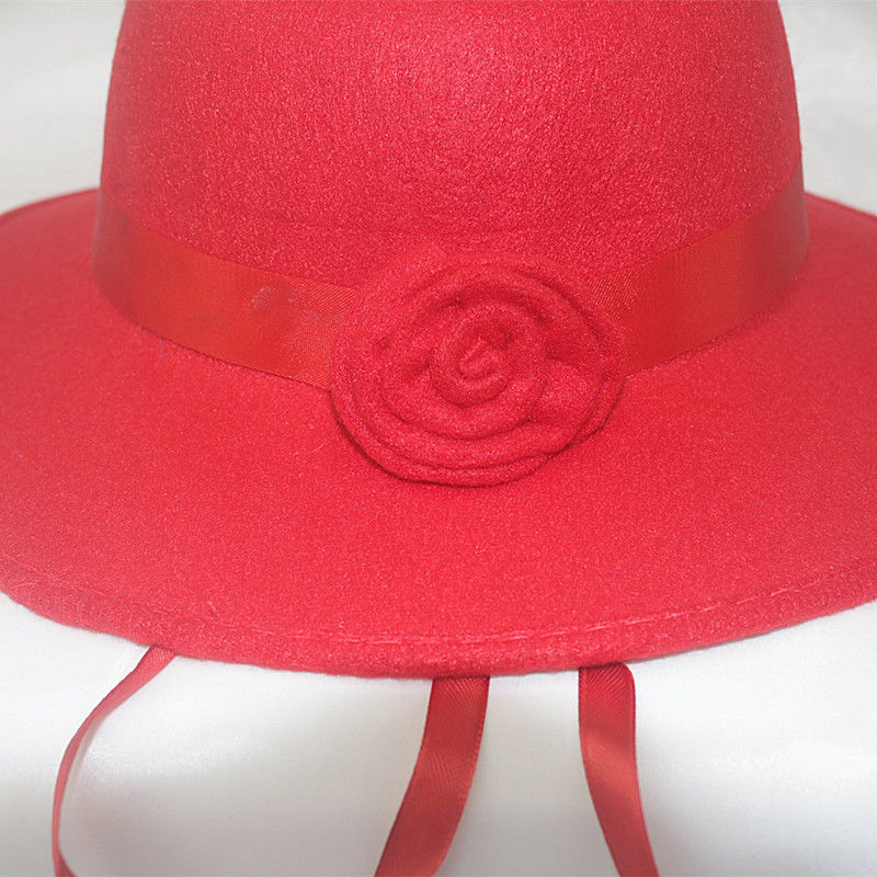 阖萱结婚礼帽喜事节庆毛呢帽子婚嫁女款红色礼帽时尚高雅新娘清新走秀