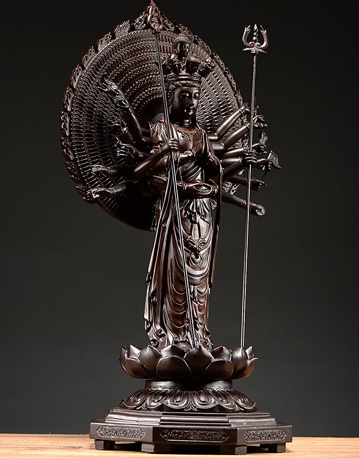 匠令黑檀木雕千手观音佛像摆件居家供奉观世音菩萨摆设实新疆西藏专链