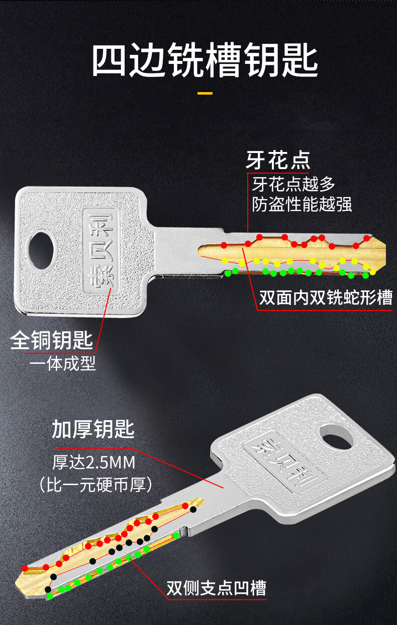 盼盼外装大门锁把手c级把手家用通用型偏心413475b级55mm通用型带钥匙