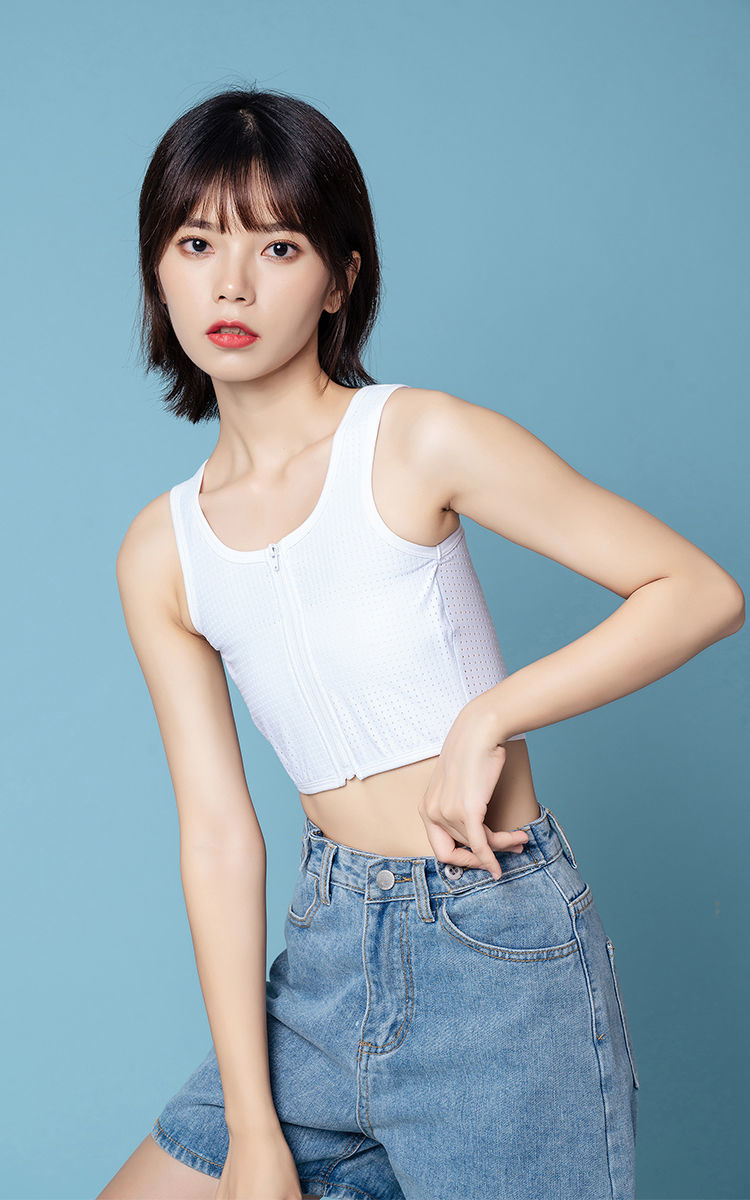 桑嘉束胸les t拉链束胸内衣 绷带加强抗震防抖运动女学生缩胸背心大胸