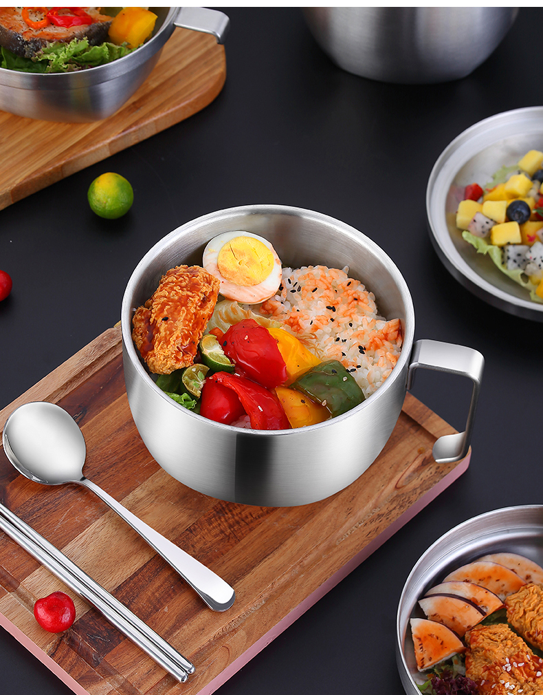 个人餐具套装304不锈钢泡面碗带盖学生宿舍快餐杯碗筷餐具套装吃饭碗