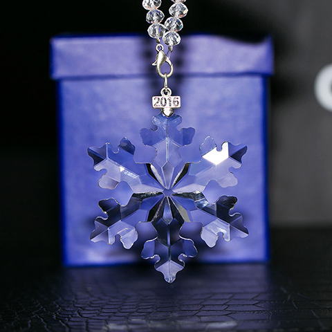 fgacct水晶风铃汽车挂件圣诞风铃双风铃挂饰女性镶钻铃铛水晶六角雪花