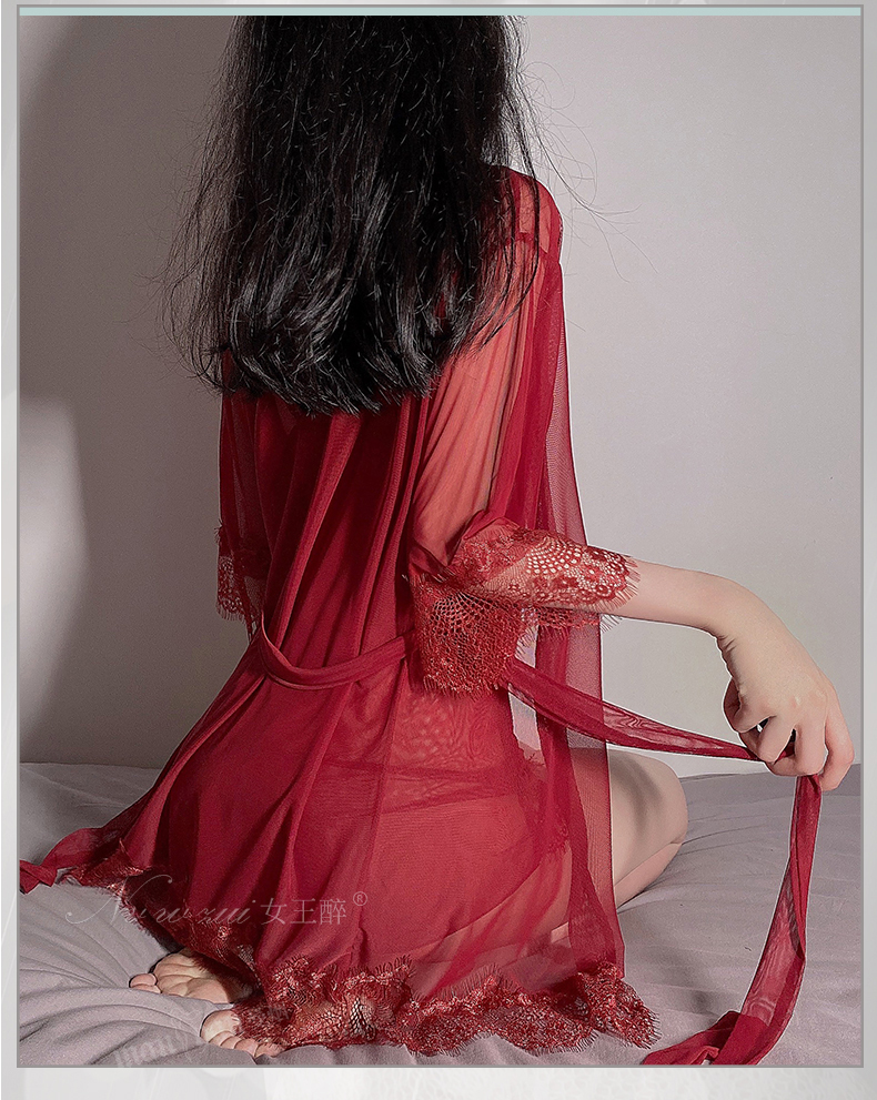 性感情趣内衣蕾丝诱惑纯欲激情睡衣火辣女吊带裙午夜魅力大码 酒红