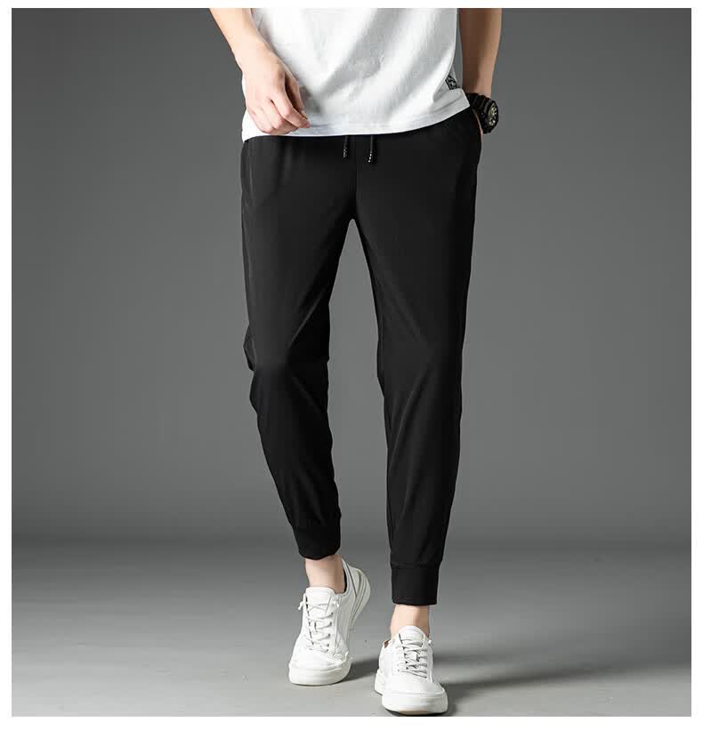 秋尚新花花公子工装休闲裤潮流百搭八分裤男士宽松夏季冰丝薄款束脚