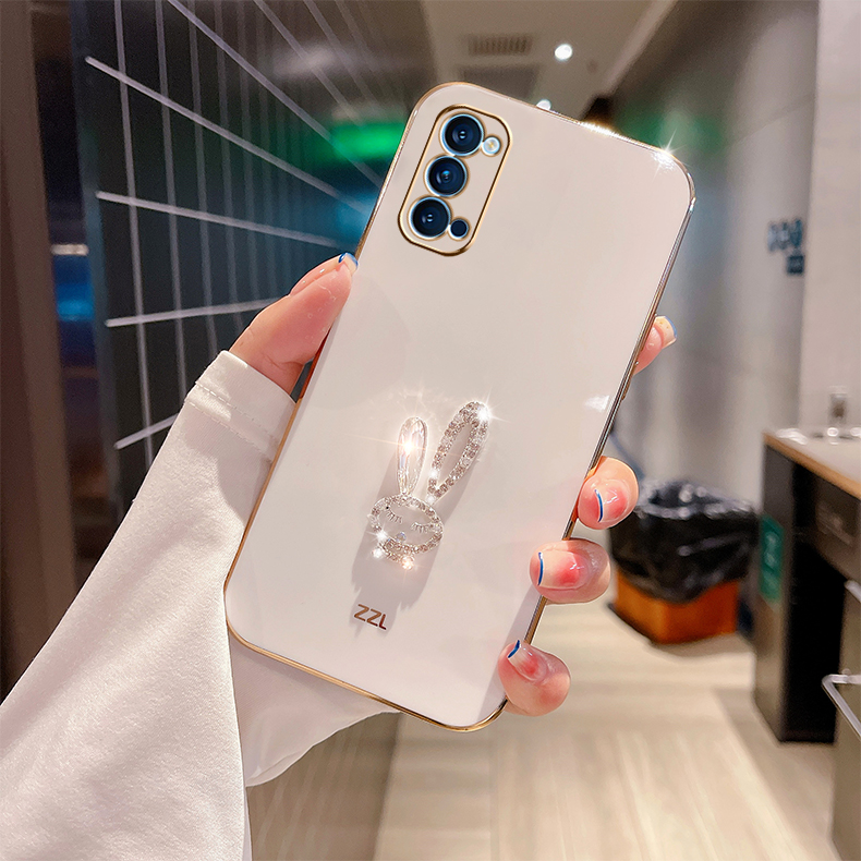 莱卡凡 适用于opporeno4手机壳reno4se软壳可爱reno4pro长耳朵水钻