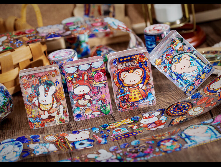 语闲(yu xian)特油pet胶带 摘星童话镇系列 可爱萌宠透明动物手帐素材