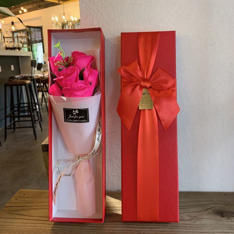 海苏船七夕节礼物康乃馨香皂花束玫瑰花礼盒送男女朋友妈妈老师生日