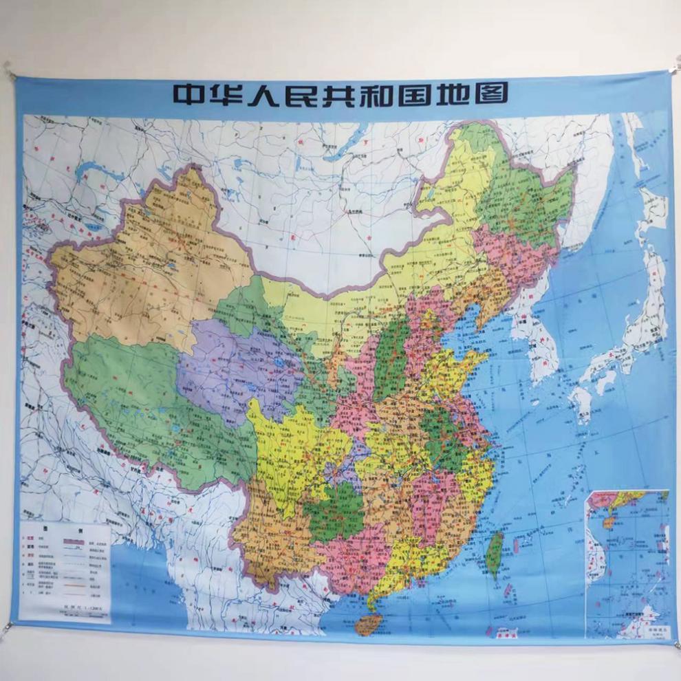 中国地图挂布高清中国世界地图挂毯宿舍背景墙墙壁装饰挂布数码印花