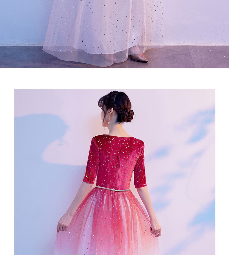 伊必圣朗诵指挥服大合唱团演出服女长裙红歌比赛服装新款爱国指挥主持