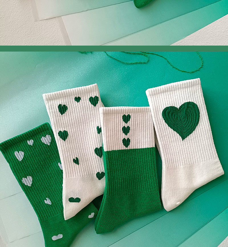 绿色袜子女潮百搭春夏季新款韩版中筒学生网红长筒袜潮流8双绿