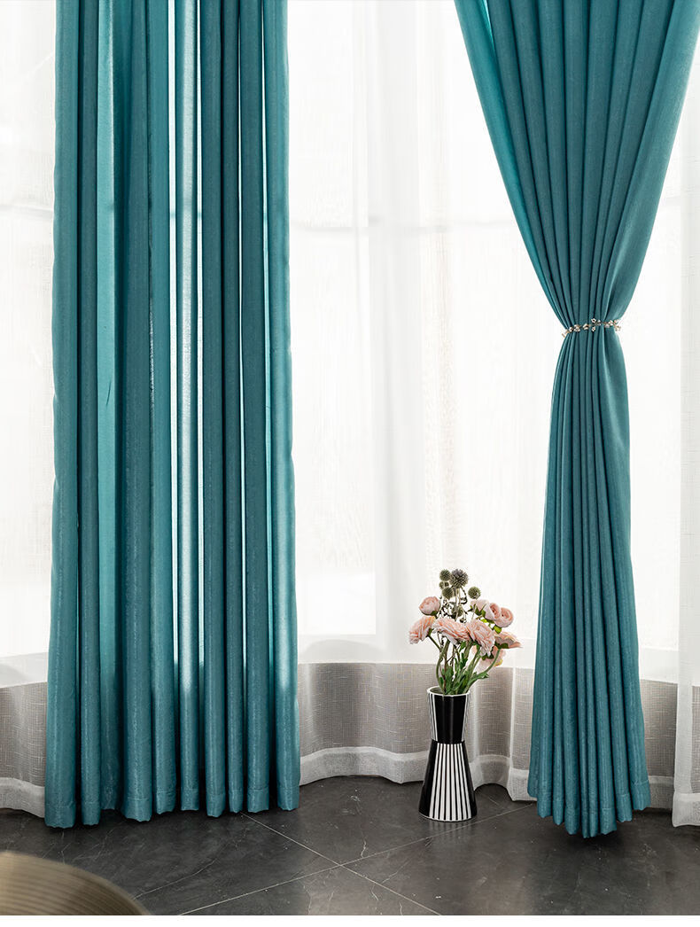 轻奢加厚天丝绒雪纺纱帘窗帘透光不透人客厅卧室隔断遮光抖音网红sn