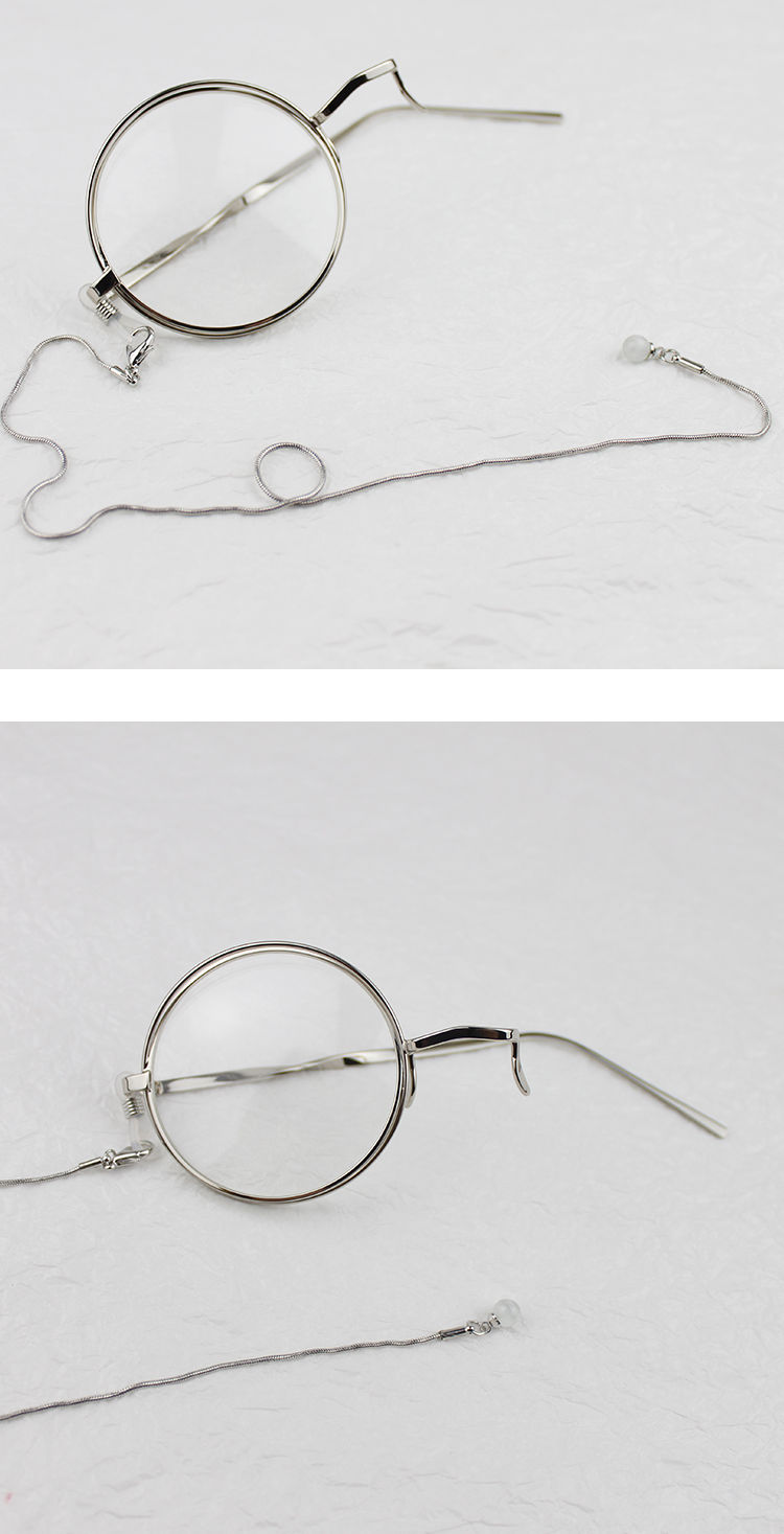 聂庄单片眼镜带链条男复古单边镜框装饰眼睛女网红拍照可配镜框潮银框