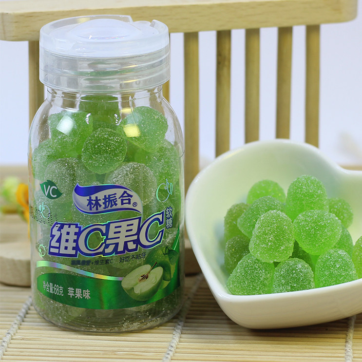 8瓶维c果c软糖 果味软糖橡皮糖草莓水果糖68g/瓶装儿童零食k 苹果味8