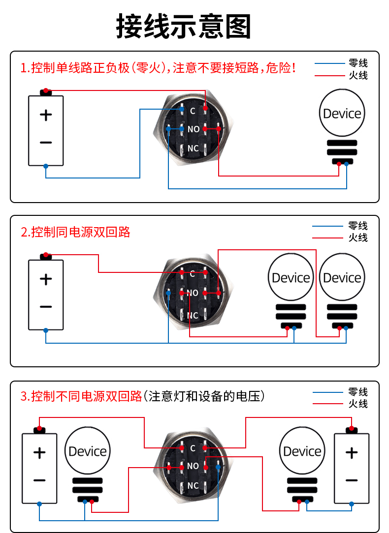 金属按钮开关图解图片