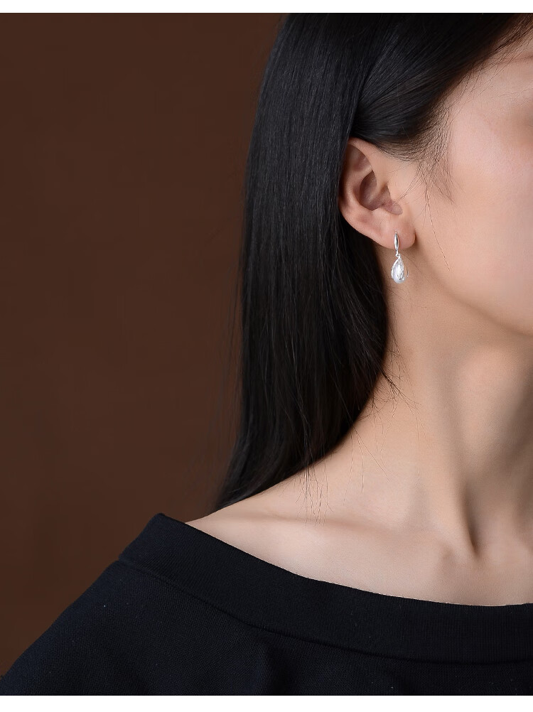 s925银耳环淡水珍珠耳环复古风耳饰女耳坠妈妈礼物 银珍珠耳环一对