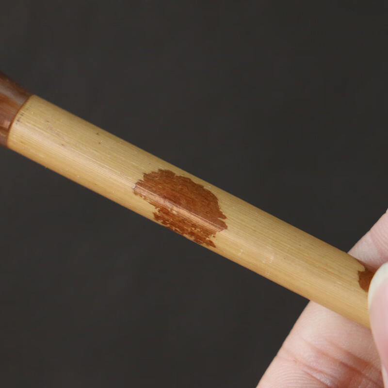 盘道一物一拍精品纯手工制作天然福建红湘妃竹养壶笔牛角封口竹壶刷子