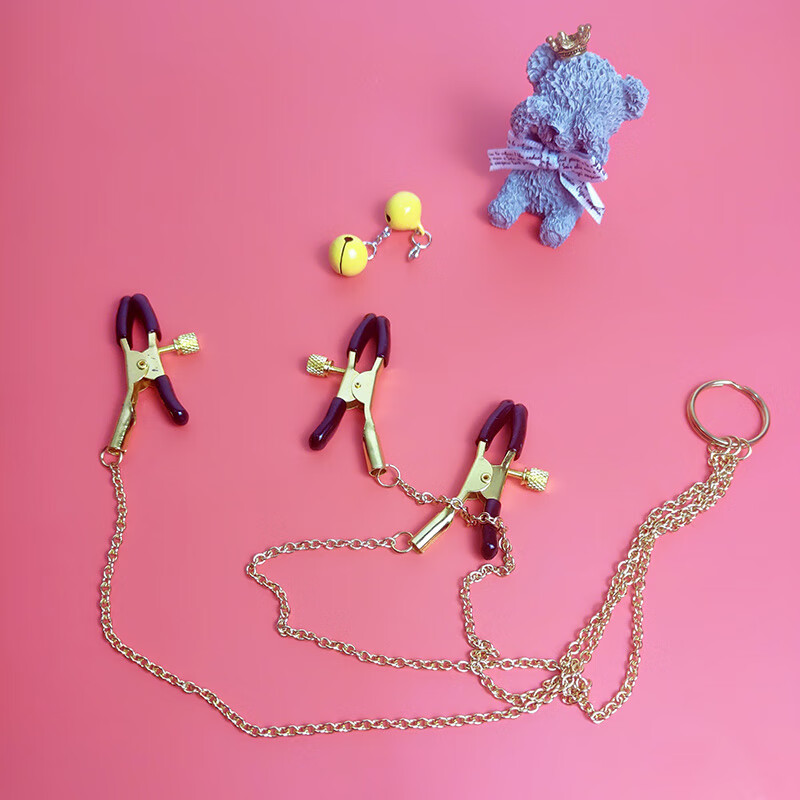 新品三头乳夹惩罚金属夹夹蒂夹舌头夹用品 金色1带铃铛【图片 价格