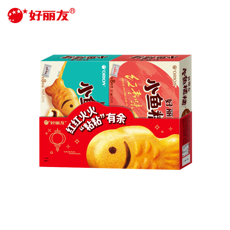 好丽友小鱼糯糯16枚鱼形蛋糕糯米红豆味16枚