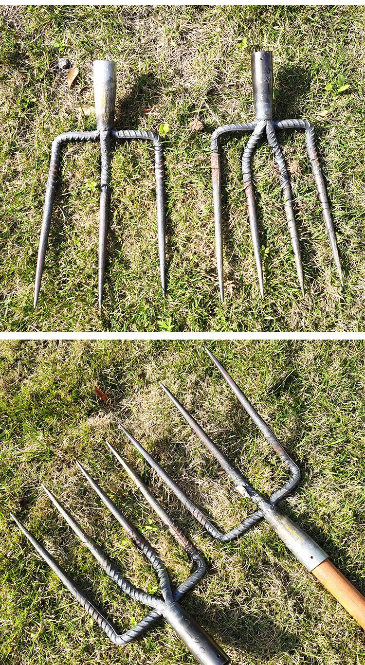 用工具翻地叉省力松土神器挖生姜土豆挖蒜翻花生开荒 三股翻地叉带木