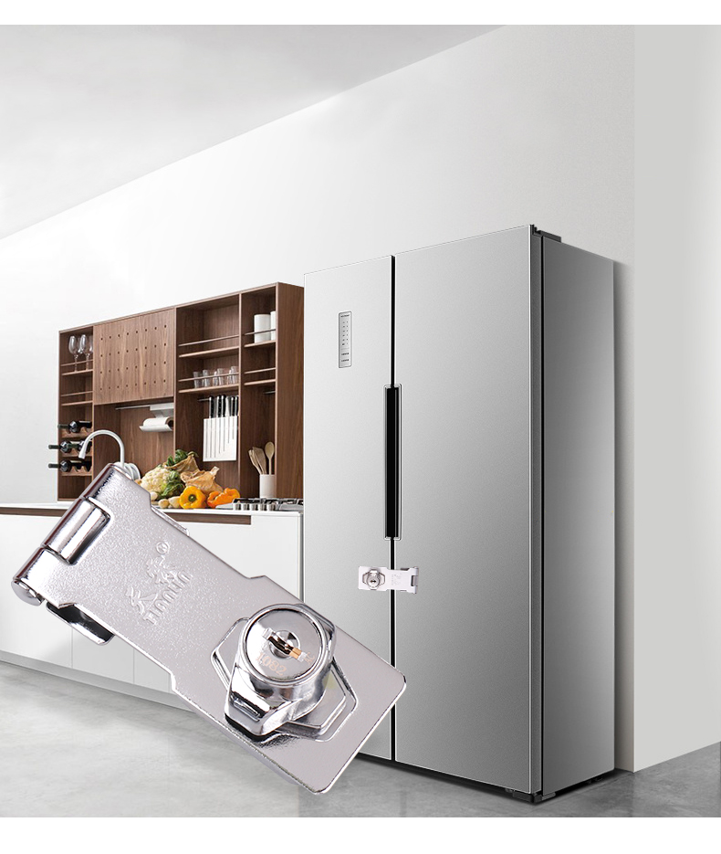 冰柜锁抽屉锁多功能柜子门锁免打孔粘贴式冰箱锁盗商用安全锁扣立式