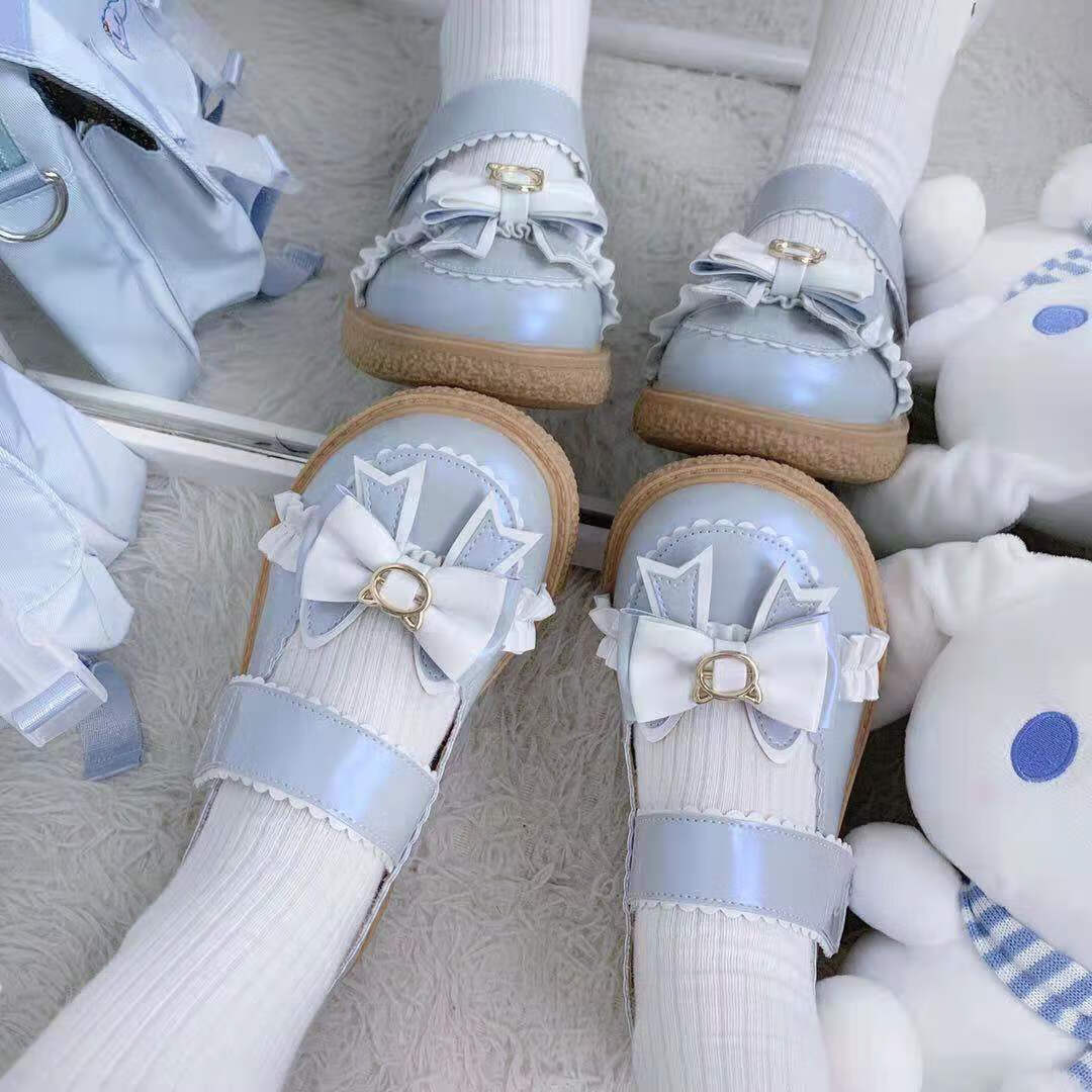迪士尼旗舰同款lo鞋日系小皮鞋女配裙子圆头可爱jk制服大头ita鞋白色