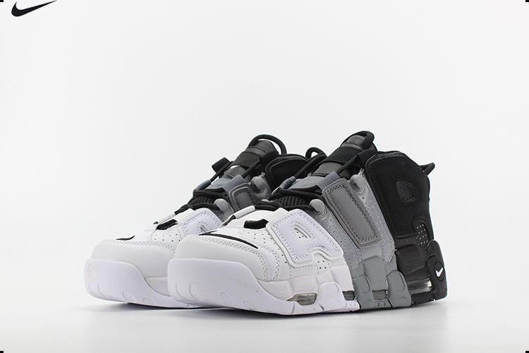 耐克男鞋 air more uptempo黑白灰皮蓬大air气垫休闲女鞋 414sifbey